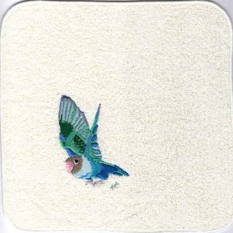 ブルーボタンインコ飛翔　アイボリー