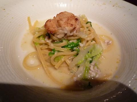 白子と白菜のタリアテレ