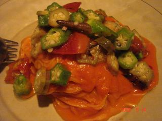 オクラとトマトのカッペリーニ