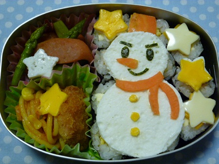 キャラ弁　雪だるま