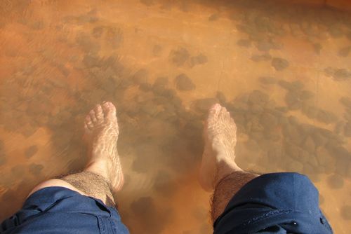 血の池地獄足湯に入って１湯稼ぎました