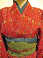 スラックス半衿となんちゃって帯揚げ