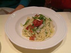 九条葱と海老芋のパスタ