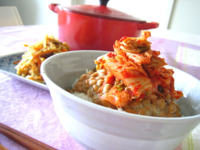 納豆キムチご飯。