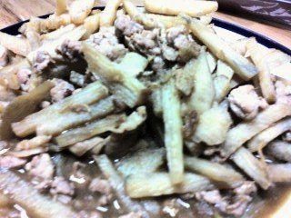 長芋と豚肉の炒め物