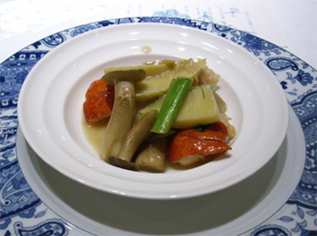 春竹の子とオマール海老の蒸し煮