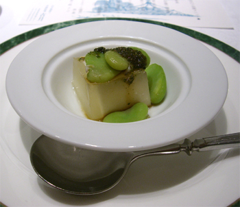 空豆とお豆腐の山椒風味