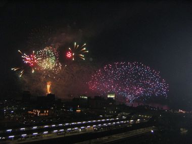 旅館から花火♪