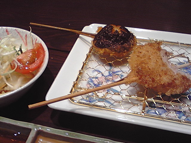 串かつ　凡　北新地 椎茸肉詰め