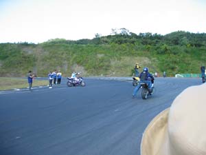 バイクのタンクに立っちゃった