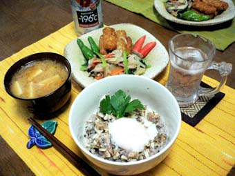 今日の夕食（10.3）-長芋といわしの簡単丼-