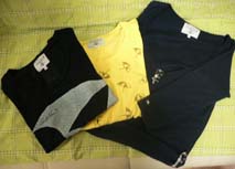黒と黄色の長袖Ｔシャツと紺のカットソー