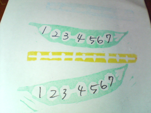 消しゴムはんこ　郵便えんどうまめ