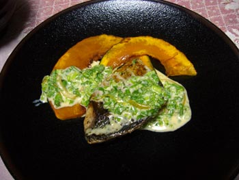 鯖のクレソンソース