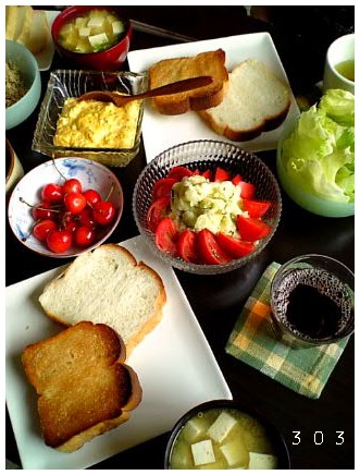 サクッと朝食　久々にパンを焼く