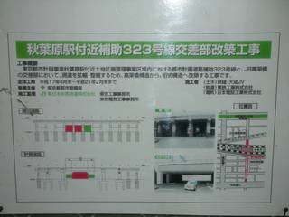 秋葉原駅付近補助323号線交差部改築工事 地図は左が北(蔵前通り)、上が東(首都高)