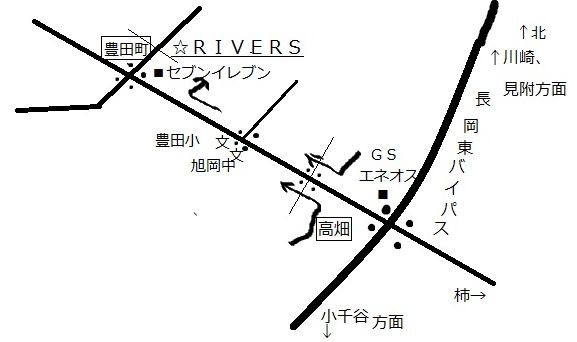 RIVERS（リバース）への地図　手書き編