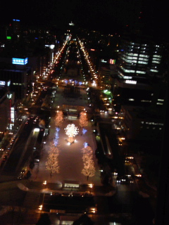 札幌雪祭り会場のイルミネーション