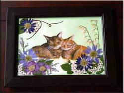 猫の押し花アート