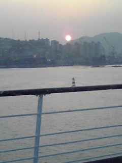 釜山港の夕日