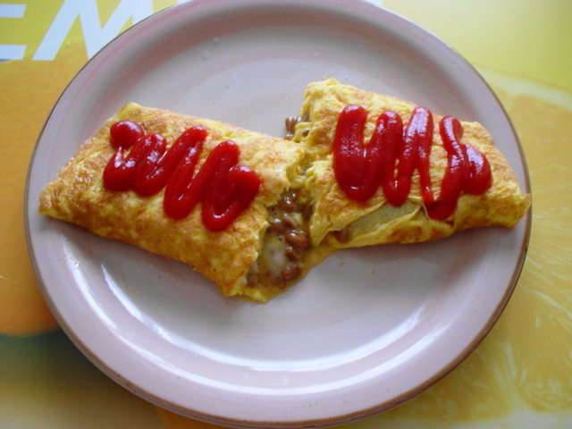 納豆チーズオムレツ