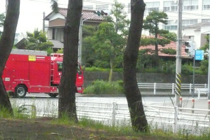 金沢八景島で消防車