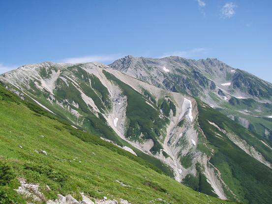 別山から下山中