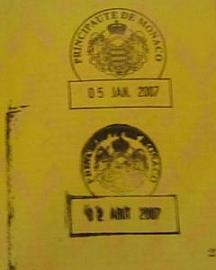 モナコ入国スタンプ