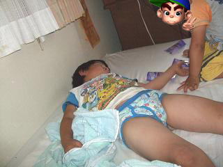 睡眠中の長男