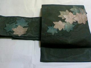 正絹夏物紗（？）名古屋帯（かえで）