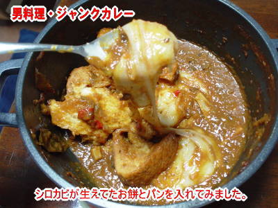 シロカビを取り除いたお餅を入れたカレー