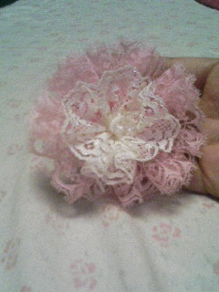 ピンクレースコサージュ