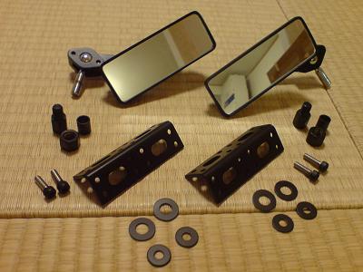 ボールジョイントミラー(黒)とミラーステー(塗装後)