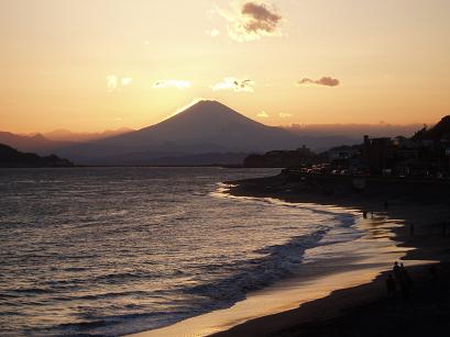 夕暮れの富士山