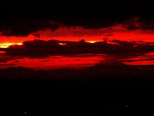 夕焼けと富士山