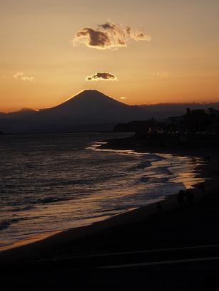 夕暮れの富士山