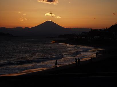 夕闇と富士