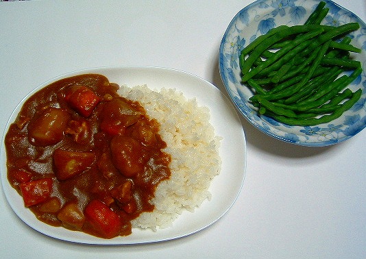 カレーとインゲン