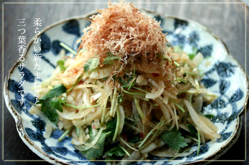新タマネギと三つ葉の梅おかか和え.jpg