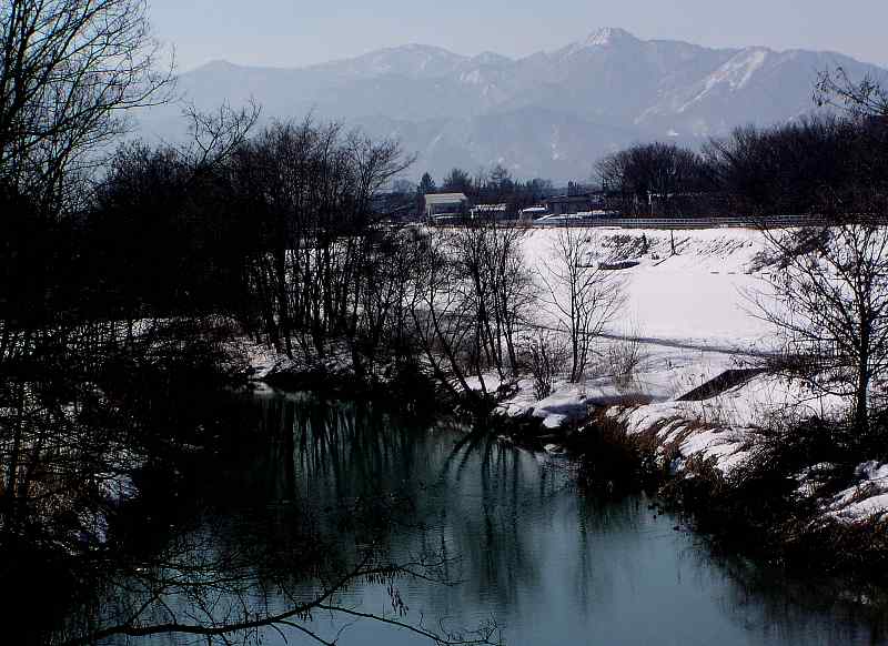 冬景色　最上川　米沢