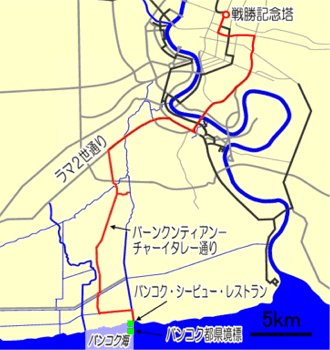 バンコク・シービュー・レストラン～バンコク都県境標柱