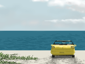 海と車