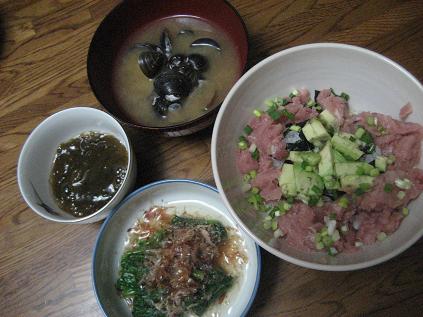 ネギトロ丼の晩餐.JPG