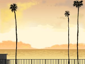 夕陽とパームツリー