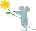 黄色花贈呈ネズミ　