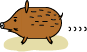 慌てるイノシシ