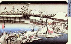 広重　亀戸雪の天満宮1