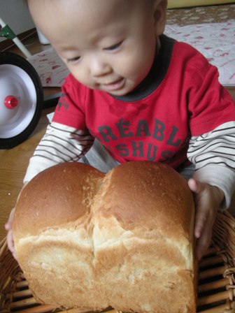 よ～くんと山型食パン。