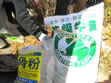 2010,1,24 バラの栄養牛糞、油かす、骨粉.jpg