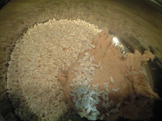 麹たちとつぶした豆をMIX!